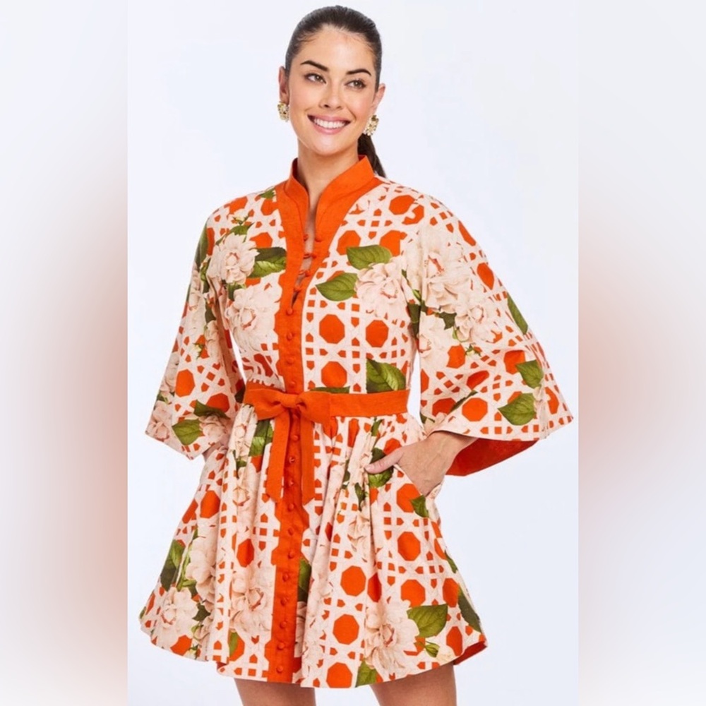 Mestiza Carmen Floral Cotton Linen Mini Dress size 0 NWT
MSRP $365